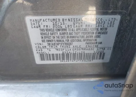 2015 Nissan Sentra S из США, поврежденный, VIN 3N1AB7AP1FY356087